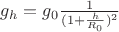 $g_h=g_0\frac{1} {(1+\frac{h} {R_0})^2}$