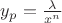 $\[{y_p} = \frac{\lambda }{{{x^n}}}\]$