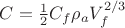 $C=\frac{1}{2} C_f \rho_a V_f^{2/3}$