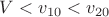 $V<v_{10}<v_{20}$