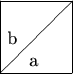 $\begin{picture}(60,60)
\put(0,0){\line(1,0){40}}
\put(0,0){\line(0,1){40}}
\put(0,40){\line(1,0){40}}
\put(40,0){\line(0,1){40}}
\put(0,0){\line(1,1){40}}
\put(16,4){a}
\put(4,16){b}
\end{picture}$
