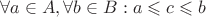 $\forall a\in A, \forall b\in B: a \leqslant c \leqslant b$