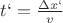 $t`=\frac{\Delta x`}{v}$