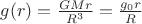 $\[g(r) = \frac{{GMr}}{{{R^3}}} = \frac{{{g_0}r}}{R}\]$
