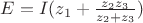 $% MathType!MTEF!2!1!+-
% feaagCart1ev2aaatCvAUfeBSjuyZL2yd9gzLbvyNv2CaerbuLwBLn
% hiov2DGi1BTfMBaeXatLxBI9gBaerbd9wDYLwzYbItLDharqqtubsr
% 4rNCHbGeaGqiVu0Je9sqqrpepC0xbbL8F4rqqrFfpeea0xe9Lq-Jc9
% vqaqpepm0xbba9pwe9Q8fs0-yqaqpepae9pg0FirpepeKkFr0xfr-x
% fr-xb9adbaqaaeGaciGaaiaabeqaamaabaabaaGcbaGaamyraiabg2
% da9iaadMeacaGGOaGaamOEamaaBaaaleaacaaIXaaabeaakiabgUca
% RmaalaaabaGaamOEamaaBaaaleaacaaIYaaabeaakiaadQhadaWgaa
% WcbaGaaG4maaqabaaakeaacaWG6bWaaSbaaSqaaiaaikdaaeqaaOGa
% ey4kaSIaamOEamaaBaaaleaacaaIZaaabeaaaaGccaGGPaaaaa!4575!
\[E = I({z_1} + \frac{{{z_2}{z_3}}}{{{z_2} + {z_3}}})\]$