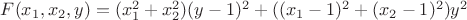 $F(x_1,x_2,y)=(x_1^2+x_2^2)(y-1)^2+((x_1-1)^2+(x_2-1)^2)y^2$