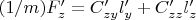 $(1/m)F'_z=C'_{zy}l'_y+C'_{zz}l'_z$