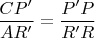 $\dfrac{CP'}{AR'} = \dfrac{P'P}{R'R}$