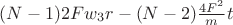 $(N-1) 2 F w_3 r - (N-2) \frac{4 F^2}{m} t$