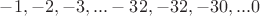 $-1,-2,-3,...-32,-32,-30,...0$