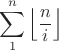 $$\sum\limits_{1}^{n}\left\lfloor\frac{n}{i}\right\rfloor$$