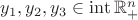 $y_1, y_2, y_3 \in \mathop{\mathrm{int}}{\mathbb{R}^n_+}$