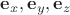 $\mathbf e_x,\mathbf e_y, \mathbf e_z$