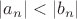 $|a_n| < |b_n|$
