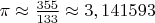$\pi\approx\frac{355}{133}\approx3,141593$