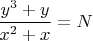 $\dfrac{y^3+y}{x^2+x}=N$