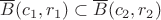 $\overline{B}(c_1,r_1)\subset \overline{B}(c_2,r_2)$ $\overline{B}(c_1,r_1)\subset \overline{B}(c_2,r_2)$