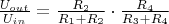 $\frac{U_{out}}{U_{in}}=\frac{R_{2}}{R_{1}+R_{2}}\cdot \frac{R_{4}}{R_{3}+R_{4}}$