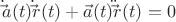 $\dot \vec a(t) \dot \vec r(t)+\vec a(t) \ddot \vec r(t)=0$