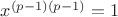 $x^{(p-1)(p-1)}=1$