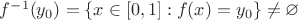 $f^{-1}(y_0)=\{x\in[0,1]:f(x)=y_0\}\neq\varnothing$