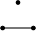 \begin{tikzpicture}\draw (-0.3,0)--(0.3,0); \draw[fill] (-0.3,0) circle(1pt); \draw[fill] (0.3,0) circle(1pt); \draw[fill] (0,0.5) circle(1pt);\end{tikzpicture}