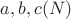 $a,b,c(N)$