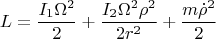 $$L=\frac{I_1\Omega^2}{2}+\frac{I_2\Omega^2\rho^2}{2r^2}+\frac{m\dot{\rho}^2}{2}$$