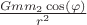 $\frac{G m m_2 \cos(\varphi)}{r^2}$ $\frac{G m m_2 \cos(\varphi)}{r^2}$