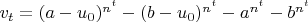 $v_t=(a-u_0)^{n^t}-(b-u_0)^{n^t}-a^{n^t}-b^{n^t}$