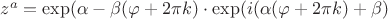 $ z^a= \exp(\alpha\lnr-\beta(\varphi+2 \pi k) \cdot \exp(i(\alpha(\varphi+ 2 \pi k)+\beta\lnr) $