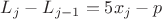 $L_j-L_{j-1}=5x_j-p$