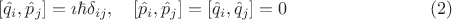 $$[\hat{q}_i,\hat{p}_j]=\imath\hbar\delta_{ij}, \quad [\hat{p}_i,\hat{p}_j]=[\hat{q}_i,\hat{q}_j]=0\eqno{(2)}$$