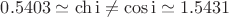 $0.5403\simeq\ch\mathrm{i}\not=\cos\mathrm{i}\simeq 1.5431$