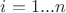 $i=1...n$
