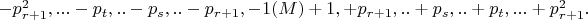$-p_{r+1}^2, ...-p_t,..-p_s,..-p_{r+1}, -1(M)+1,+p_{r+1},..+p_s,..+p_t,...+p_{r+1}^2.$