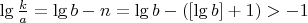$\lg{\frac{k}{a}}=\lg{b}-n=\lg{b}-([\lg{b}]+1)>-1$