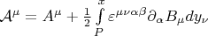 $\mathcal{A}^\mu=A^\mu+\frac{1}{2}\int\limits_P^x\varepsilon^{\mu\nu\alpha\beta}\partial_\alpha B_\mu dy_\nu$