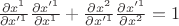 $\frac{\partial x^1}{\partial x^{\prime 1}} \frac{\partial x^{\prime 1}}{\partial x^1} + \frac{\partial x^2}{\partial x^{\prime 1}} \frac{\partial x^{\prime 1}}{\partial x^2} = 1$