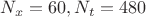 $N_{x}=60,N_{t}=480$