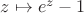 $z\mapsto e^z-1$