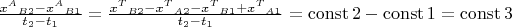 $\frac{{x^A}_{B 2}-{x^A}_{B 1}}{t_2-t_1}=\frac{{x^T}_{B 2}-{x^T}_{A 2} - {x^T}_{B 1} + {x^T}_{A 1}}{t_2-t_1}=\operatorname{const} 2 - \operatorname{const} 1=\operatorname{const} 3$