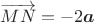 $\overrightarrow{MN}=-2\boldsymbol{a}$