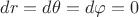 $dr=d\theta=d\varphi=0$