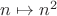 $n\mapsto n^2$