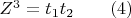 $Z^3 = t_1 t_2\qquad (4)$