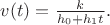 $v(t) = \frac{k}{h_0+h_1t}.$