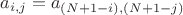 $a_{i,j}=a_{(N+1-i),(N+1-j)}$