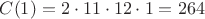 $C(1)=2\cdot 11\cdot 12\cdot 1=264$ $C(1)=2\cdot 11\cdot 12\cdot 1=264$