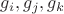 $g_{i}, g_{j}, g_{k}$ $g_{i}, g_{j}, g_{k}$